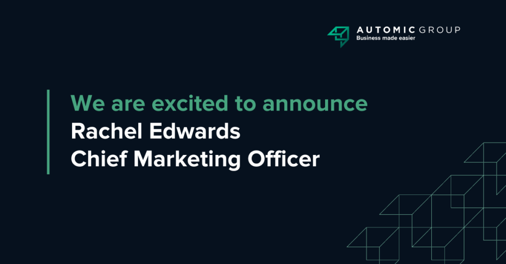 announcement banner for Rachel Edwards joining Automic as the new CMO